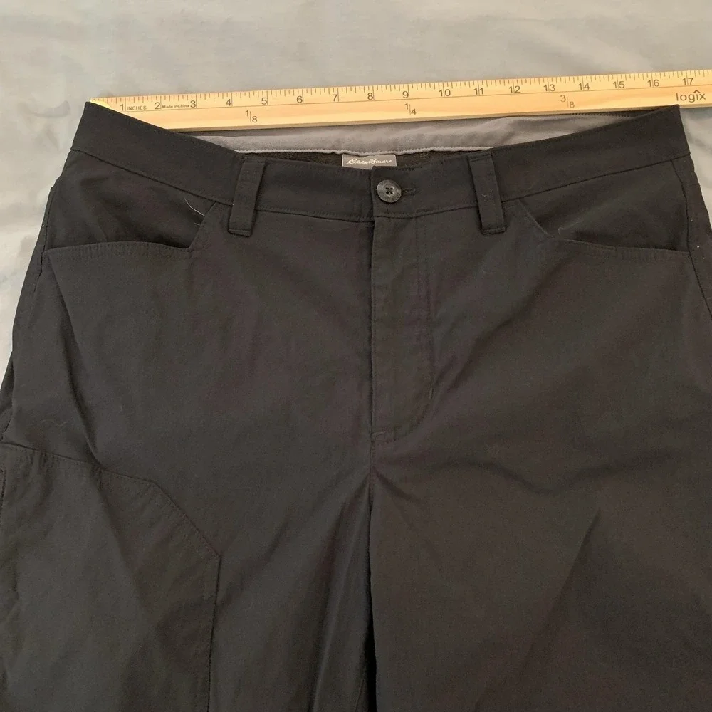 Eddie Bauer Pants Mens 34x32 Black Fleece Lined Tech Softshell Hiking Outdoor